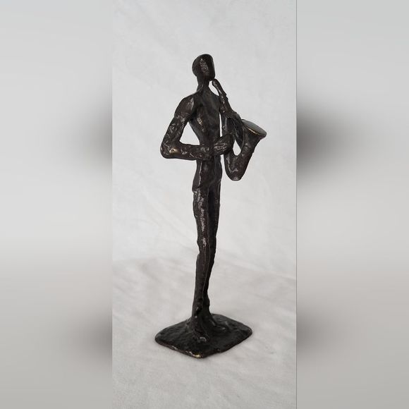 Vintage Saxophone Jazz Musician Brutalist Cast Bronze Sculpture Statue‎ 8" - Picture 1 of 4